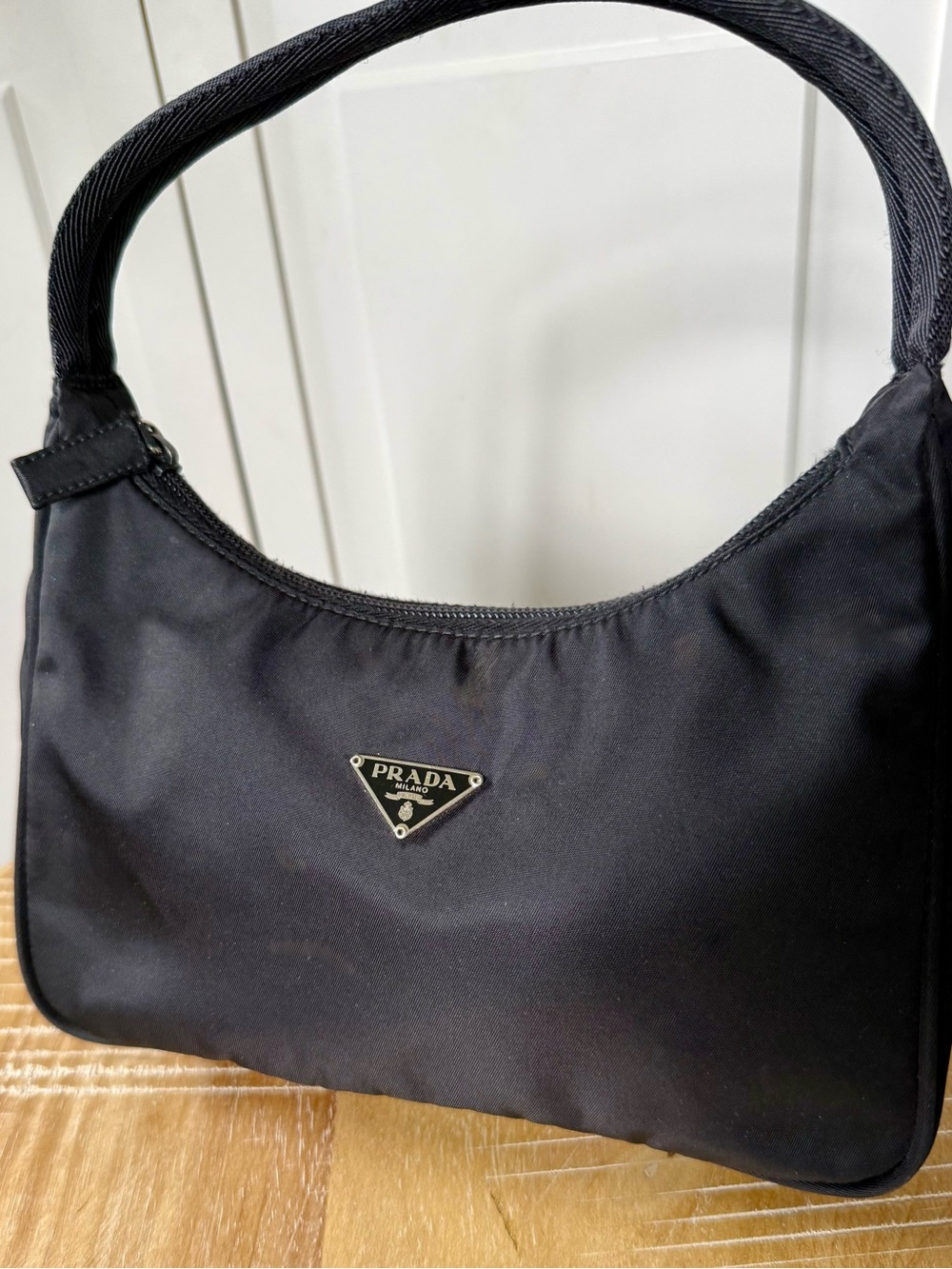 VINTAGE and PRISTINE Prada Tessuto Black Nylon Mini Shoulder Bag - Picture 6 of 8